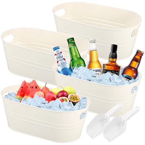 Flaschenkühler mit Eisschaufel Sektkühler Schale Großer Eiskübel mit Griffen für Wein Bier Champagner Getränke Vorratsbehälter für Obst Gemüse 10l