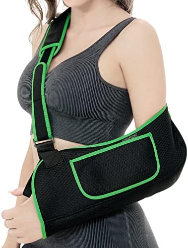 KKOOMI Arm Sling, Arm Sling for Shoulder Injury, Rotator Cuff Pillow, Arm Sling Shoulder Immobilizer, with Adjustable Padded, Shoulder Brace for Women Men, Arm Sling for Wrist Elbow Injury, Women Support Straps for Left&Right (Black, Large/X Large)