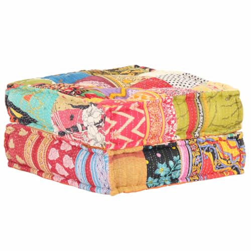 vidaXL Pouf Coussin de Canapé de Salon Canapé Modulable de Salle de Séjour Repose-Pied de Salle de Séjour Maison Intérieur 60x70x36 cm Patchwork Tissu