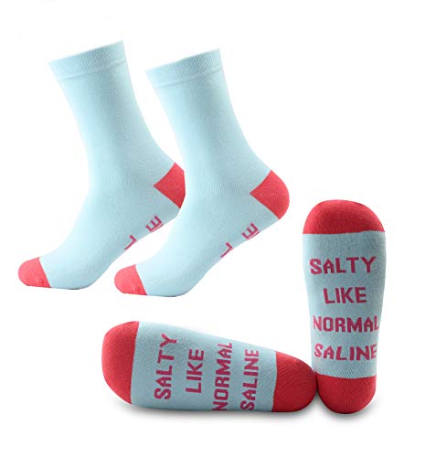 JXGZSO 2 Pairs Nurse Socks Nurse Appreciation Gift Salty Like Normal Saline Socks Nurse Life Socks Gift For Nurse Or Doctor