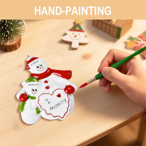 Image of iDIY Personalized mom of 1 Kid Christmas Ornament 2025 - I Love Mommy Resin Christmas Tree Decoration with Name & Year, Custom Snowman Family Keepsake Gift for Mothers, Single Moms