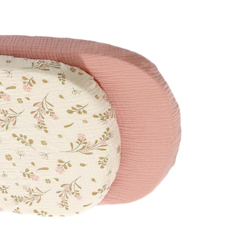 Juego de 2 sábanas elásticas ajustables para cuna, de algodón, diseño antideslizante, lavable a máquina, funda extraíble imprescindible para recién nacidos