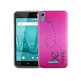 König Design Handyhülle kompatibel mit Wiko Lenny 4 Silikon Hülle Hülle Sturzsichere Back-Cover Handyhülle - Be Happy Pink