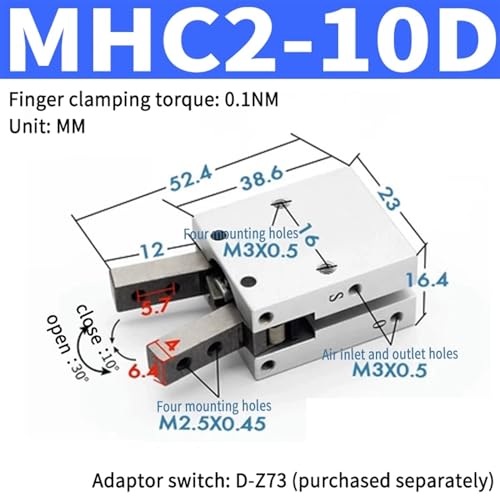 Cylindre pneumatique MHC2-10D pour résoudre les problèmes d'espace de serrage - 3
