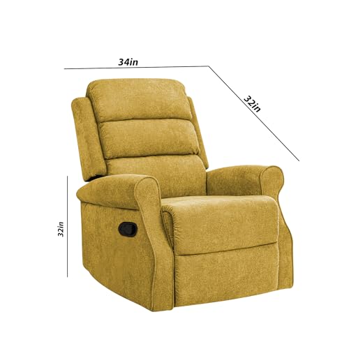 Image of CASALIVING Avalon Comfy Fabric Single Seater Recliner Chair, Recliner Sofa for Relaxing, Recliner Chair for Home Relax (Yellow) | Premium Fabric Sofa