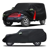 Car Cover Custom Fit for Jeep Wrangler 4 Door 2006-2026,6 Layers Truck Cover Waterproof All Weather for Automobiles,Outdoor Full Exterior Cover,Rain, Sun, Wind Protection,Black