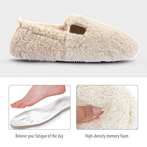 FLYFUPPY Womens Fuzzy Curly Fur Memory Foam House Slippers with Warm Lining3