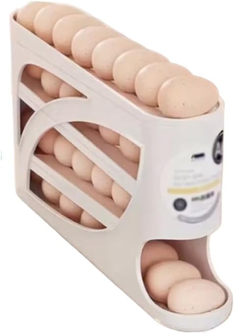 Stackable Egg Storage Box for Refrigerator, Automatic Slide-Out Design, Space-Saving Large Capacity, Transparent PP Material