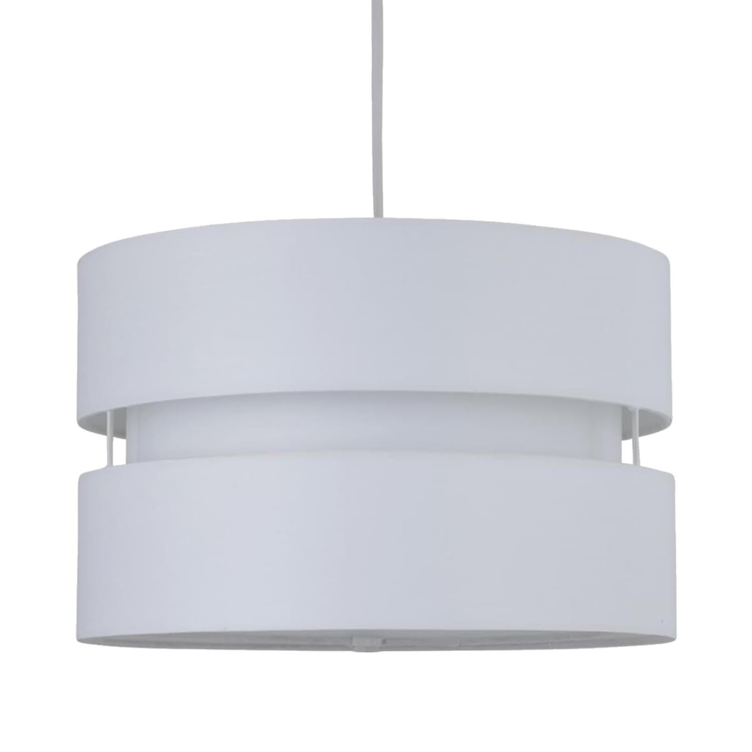 firstchoicelighting White Easy Fit Pendant Light Shade 2 Tier Design Fabric Drum Ceiling Light Shade