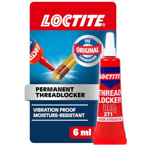 Image of Loctite Threadlocker Red 271 - Permanent Thread Lock Glue for Nuts, Bolts, & Fasteners, High Strength Screw Glue to Prevent Loosening & Corrosion - 6 ml, 1 Pack