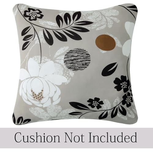 Image of HOKIPO 'Elira Series' Stretchable Cushion Cover for Sofa 22x22 Inch, Packof 2, Feather Brown Floral (AR-6712-C1*2)