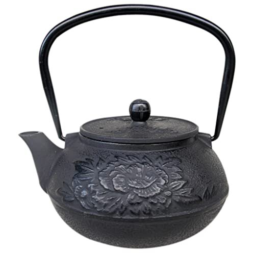Tetera japonesa de hierro fundido negro tetera de té tetera hervidor salvamanteles colador regalo 9 patrones tetera (color: peonía) Cover