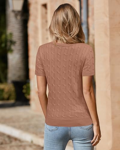 Image of Arach&Cloz Women's Wool Blend Spring Summer Lightweight Business Casual Sweater Tops 2026
