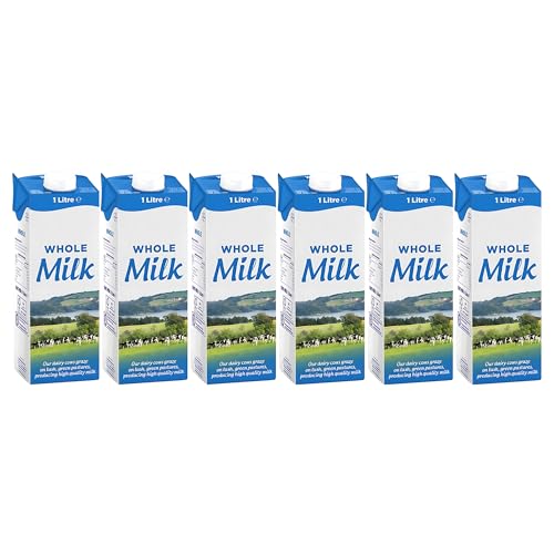 Lakkeland UHT Whole Milk 1 Litre – Pack of 6 | Long-Life Ambient Milk | High Protein, Creamy Flavour | Perfect for Home, Office, Cafés & Travel