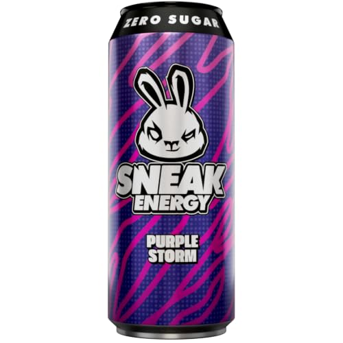 SNEAK Energy Drink Cans | Purple Storm with Brainberry | No Sugar. No Junk. Just Natural Caffeine & Focus-Boosting Nootropics | 500ml x 12