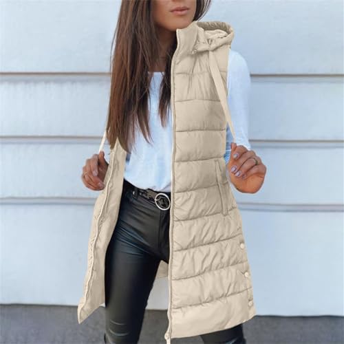 Womens Long Puffer Vest Lightweight Plus Size Quilted Jackets with Hood - image 6