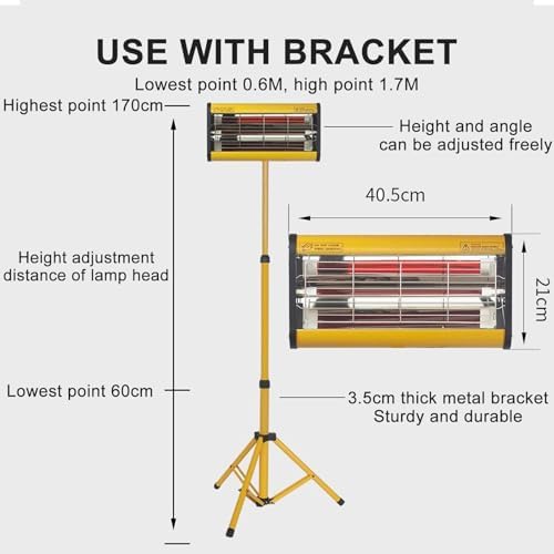 Handheld Infrared Paint Curing Lamp with Adjustable Bracket, Short Wave Heater for Car Body Repair, 110V, Quick Drying & Efficient Painting Tool