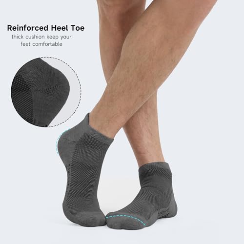 Image of BAMBOO COOL Men's Ankle Socks Moisture Wicking Breathable Odor Control Athletic Cushioned Running Socks Arch Support 8 Pack