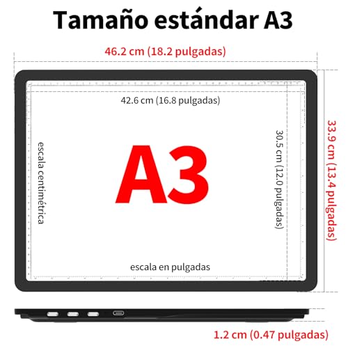 Tablero de luz A3 recargable TOHETO con soporte regulable para diseño 5