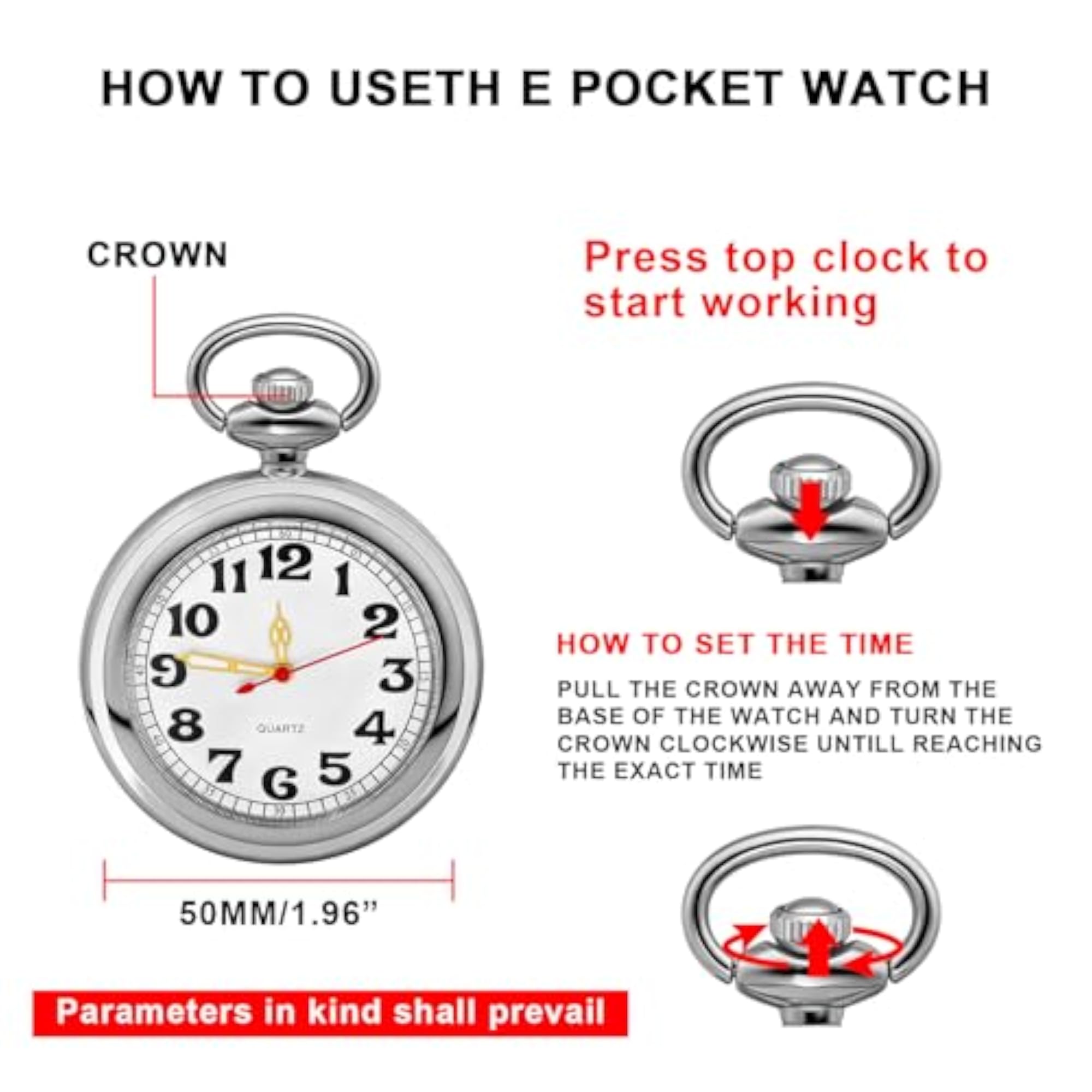 Silver Classic Arabic Numeral Men's Quartz Pocket Watch