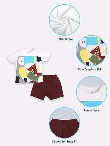 Image of BABY GO Baby Half sleeve clothes set for baby Boy 3-6 Months | Baby Cotton Dress /T-shirts pant set for baby boys (Maroon)