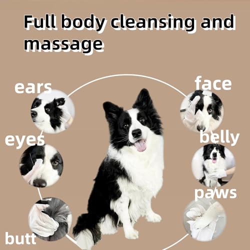 Image of Pet Grooming Gloves for Dogs and Cats, coconut oil for dogs , dog paw wipes ,dog washing gloves (unscented 24pcs)