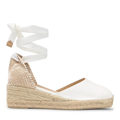 Image of ICONIC CARINA ESPADRILLE HEEL WHITE WEDGE WOMAN