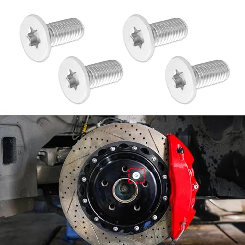Rebvugr 4PCS Brake Rotor Screw Brake Rotor Bolt Rotor Screws for Brake Discs 11609271 Stainless Steel Brake Parts Car Front & Rear Retaining Hardware Screw Kit Fit for Buick Chevry Suburban (4PCS)