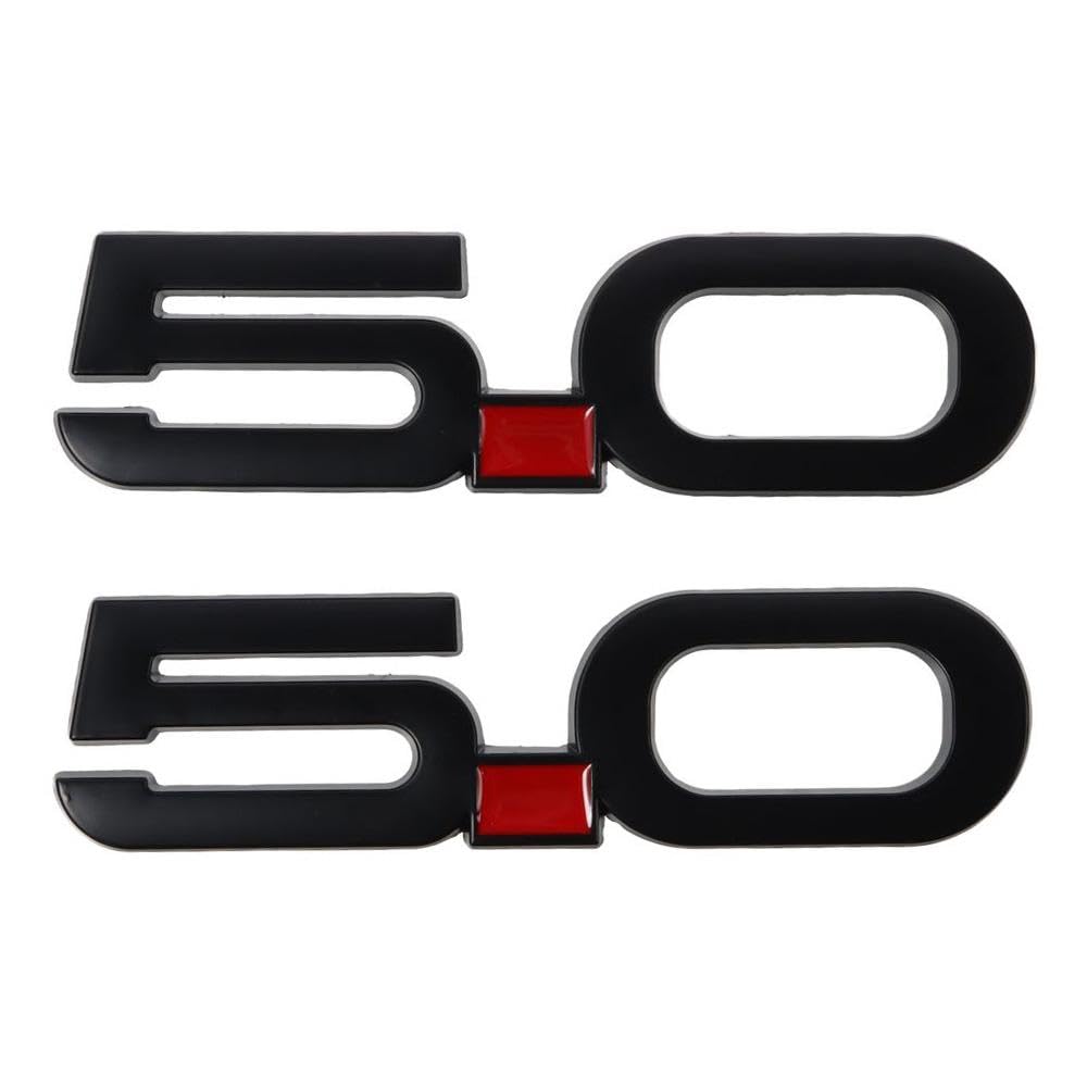 2Pcs Black Door Side 5.0 Emblem,Emblem 3D Side Badge Replacement for Car Decals Stickers Decorations