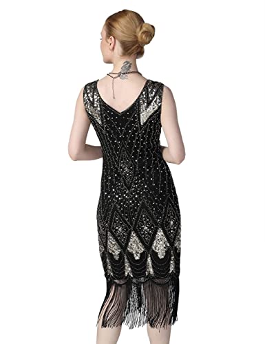 Image of PrettyGuide Women 1920s Gatsby Cocktail Sequin Art Deco Flapper Dress