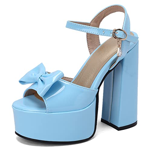 Sandales talons hauts chunky Bviennic en cuir verni idéales pour vos soirées