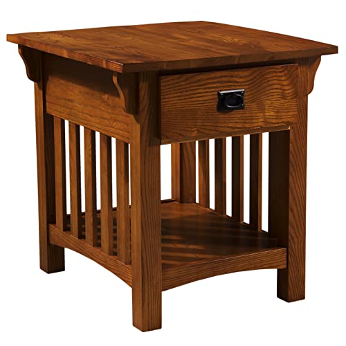 Image of Leick Home Mission Impeccable Nightstand Side Table, 24 inch, Medium Oak