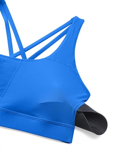Image of CRZ YOGA Naked Feeling Strappy Sports Bras | Medium Support, Removable Pads, Yoga, Sleek, Scoop Neck, for Women
