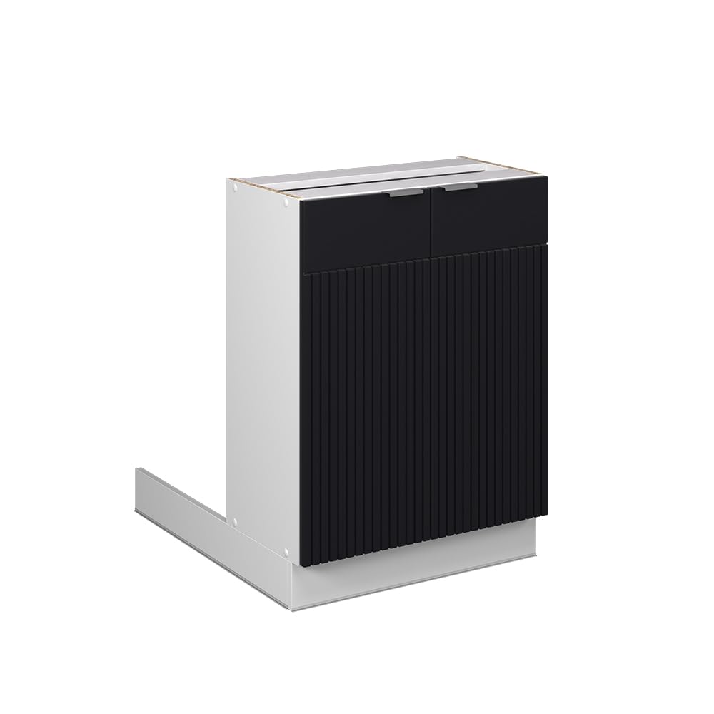 Vicco Kitchen island Fame-Line, Black striped, 60 cm without worktop, for expansion and combination with additional kitchen modules