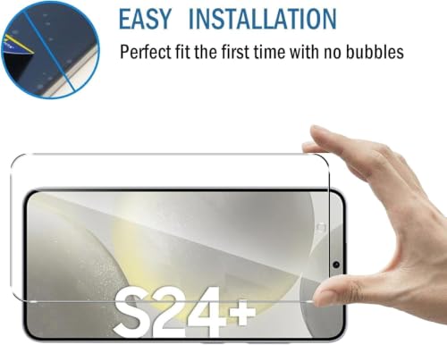 Image of Uyiton Tempered Glass Screen Protector for Samsung Galaxy S24 Plus (Pack of 2) | 9H Hardness | HD Clear | Anti-Scratch | Fingerprint Unlock Support | Bubble-Free | Case Friendly | Easy Install Kit