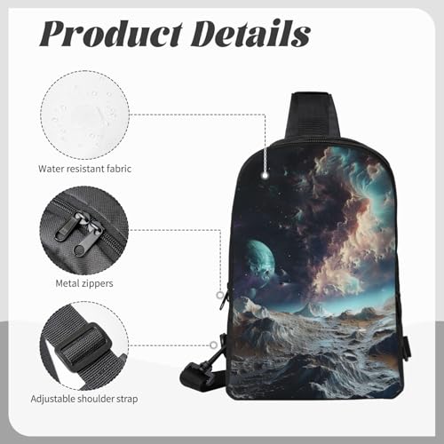 Graphics Universe Space Print Messenger Bag Men Women Adjustable Shoulder Bag Travel Hiking Chest Bag Black One Size4