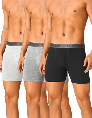 Image of FINETOO Mens Underwear Cotton Boxer Briefs Soft Breathable Boxers Moisture-Wicking Shorts Clothing Underwear for Men Pack 3