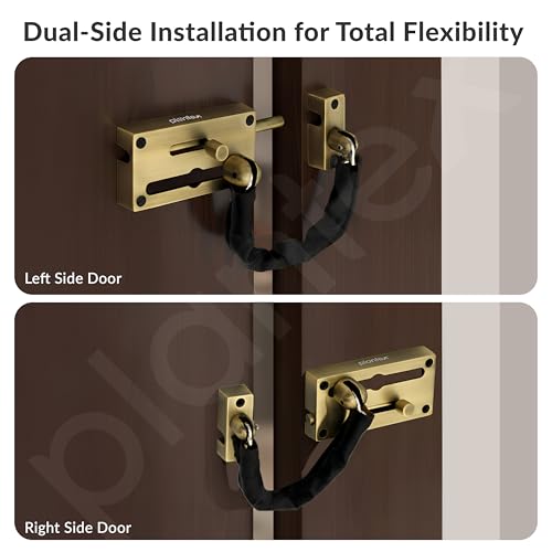 Image of Plantex Door Chain with Baby Latch /Door Chain Lock for Main Door /Latch Lock for Door /Heavy Duty Door Safety Guard Lock for Home, Hotel & Office Security - Pack of 1 (DTK-294-Brass Antique)