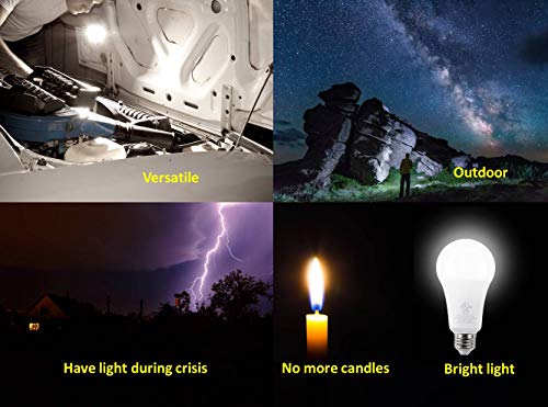 HouLight 5W Rechargeable Emergency LED Light Bulbs with Back Up Battery for Power Outage, Camping, Hurricane, Disaster Planning, 40W Equivalent, UL Certified (5000K Daylight White, 2-Pack) - Thumbnail 6