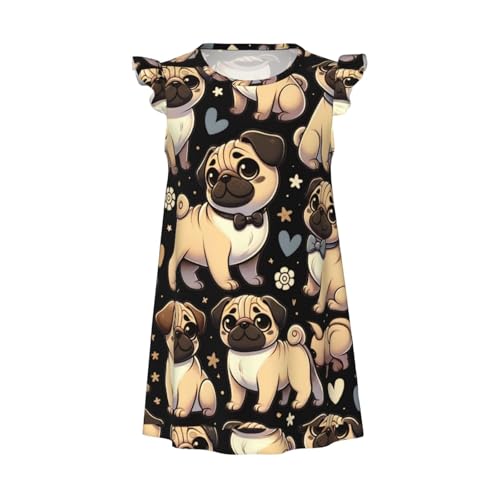 Augenstern Flutter Sleeve Nightgown Pug-Animal-Lovers-Gift Soft Sleepwear Nightdress