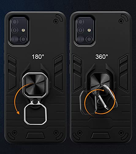 Image of Pikkme D5 Tough Armor Bumper Back Cover Case for Samsung Galaxy A51 |Ring Holder & Kickstand in-Built (Black)