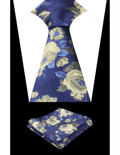 Image of Alizeal Mens 3.15'' Colorful Flower Pattern and handkerchief Necktie Set