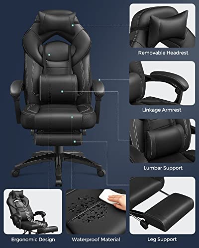 Bürostuhl SONGMICS ergonomischer Gaming-Stuhl mit Fußstütze
