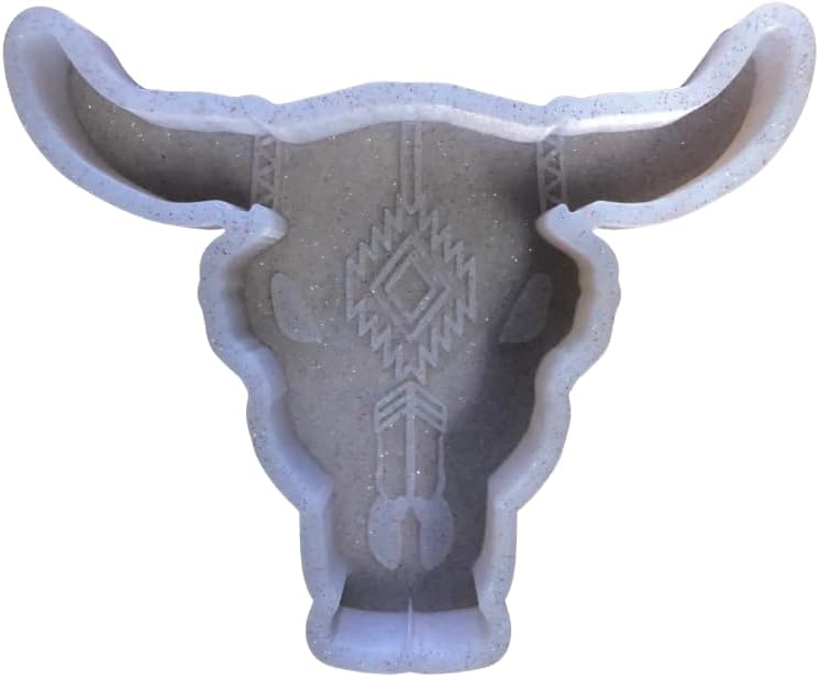 Large Silicone Mold for Candles, Soaps, and Freshies - Premium Quality Mold for DIY Crafts - Shaped Like Bull with Aztec Print - 5.5" Tall by 6.5" Wide