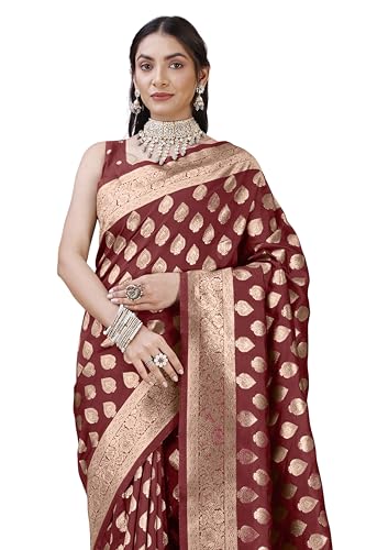Image of MIRCHI FASHION Women Saree | Banarasi Silk Woven Design Daily Regular Use Sari with Blouse