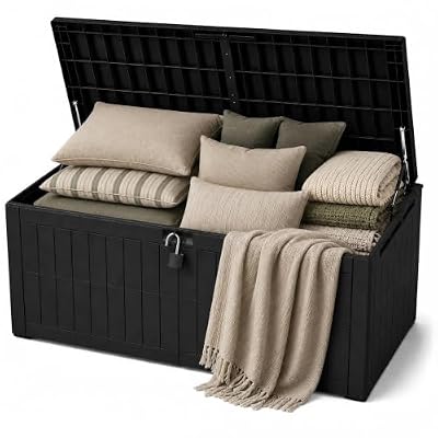 220 Gallon Large Outdoor Storage Box, Waterproof Patio Cushion Deck Box
