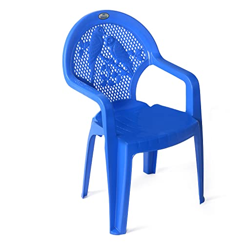 Image of Nilkamal Plastic Toy CHR5015 Chair Modern & Comfortable with Arm & Backrest for Study Chair|Dining Room|Bedroom|Kids Room|Living Room|Indoor-Outdoor|100% Polypropylene Stackable Chairs (Blue)