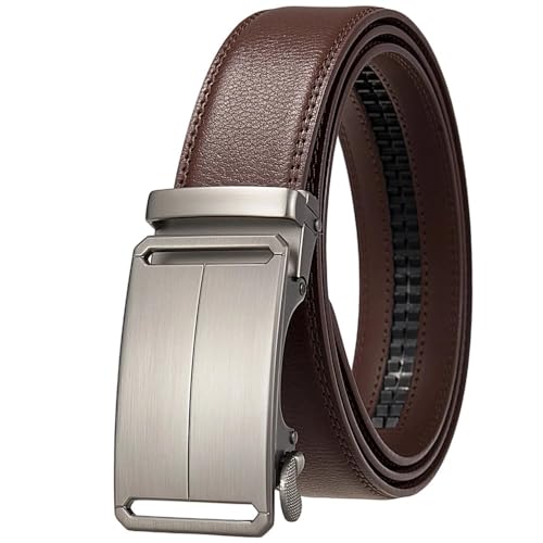 Men 3.5Cm Width Genuine Leather Belt Solid Automatic Buckle Mens Dress Suit Belts Style 10 130cm