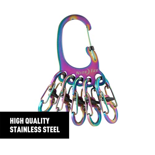 Nite Ize Bigfoot Locker KeyRack - Stainless Steel Holder for Car, House & Other Keys - Carabiner with S-Biners - Holds 15 Keys at Once - Hiking Gear & Essentials - Stainless