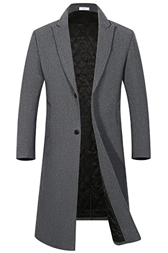 APTRO Men's Luxury Full Length Trench Coat Long Wool Overcoat Win...